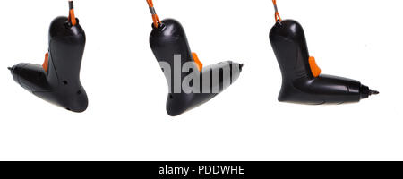 Bohrmaschine auf weißem Hintergrund. Heimwerker moderne Zubehör Stockfoto