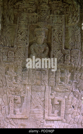 Detail der Stele 1 auf Quirigua in Guatemala Stockfoto