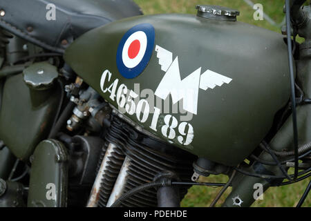 Zweiten Weltkrieg Motorrad für die Royal Airforce verwenden. Stockfoto