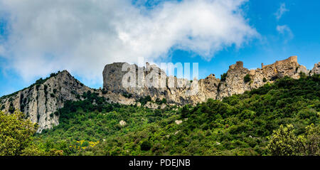 Die Katharer Festung Peyrepertuse, Aude, Royal, Frankreich Stockfoto