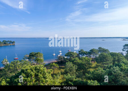 Frankreich, Gironde, Côte d'Argent, Lacanau, Lacanau See, Longarisse Bay (Luftbild) // Frankreich, Gironde (33), Côte d'Argent, Lac de Lacanau, Lacanau, b Stockfoto