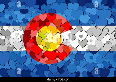 Colorado aus Herzen Hintergrund - Illustration, Flagge Colorado mit Herz Hintergrund Stock Vektor