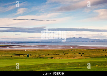 Gullane und East Lothian Küste mit dem Pentland Hills, Schottland Stockfoto