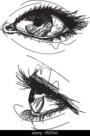 Sketchy weiblichen Augen Stock Vektor