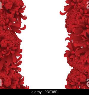 Rote Chrysantheme, Kiku japanische Blume Grenze. Vector Illustration. Stock Vektor