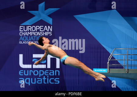 Deutschlands Patrick Hausding in Aktion in der Männer 3 m Sprungbrett tauchen während der Tag acht der 2018 Europameisterschaften im Royal Commonwealth Pool, Edinburgh Stockfoto