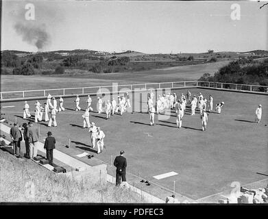 158 SLNSW 36955 Eröffnung der Lakes Golf Club bowling green Stockfoto