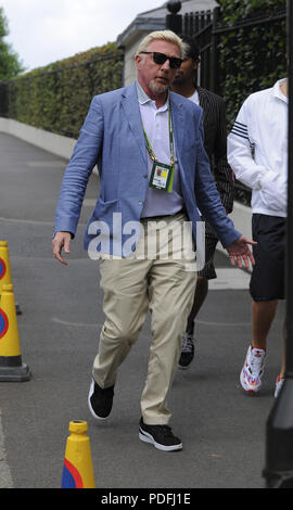 Boris Becker in Wimbledon 2018 Mit: Boris Becker Wo: London, Großbritannien Wann: 09 Aug 2018 Quelle: WENN.com Stockfoto