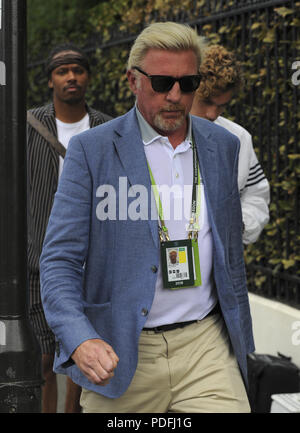 Boris Becker in Wimbledon 2018 Mit: Boris Becker Wo: London, Großbritannien Wann: 09 Aug 2018 Quelle: WENN.com Stockfoto