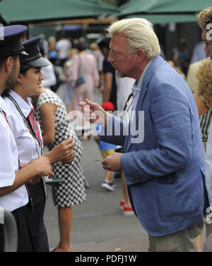 Boris Becker in Wimbledon 2018 Mit: Boris Becker Wo: London, Großbritannien Wann: 09 Aug 2018 Quelle: WENN.com Stockfoto