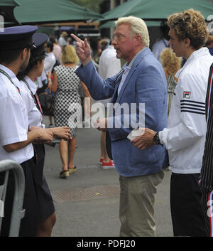 Boris Becker in Wimbledon 2018 Mit: Boris Becker Wo: London, Großbritannien Wann: 09 Aug 2018 Quelle: WENN.com Stockfoto