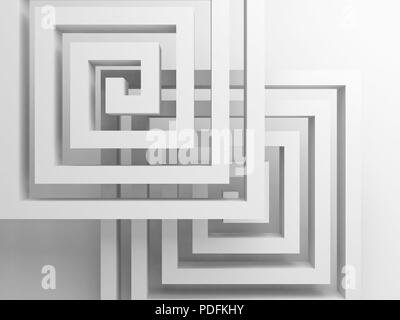 Abstrakte square Spiralen auf weißem Hintergrund, 3D-Rendering illustration Stockfoto