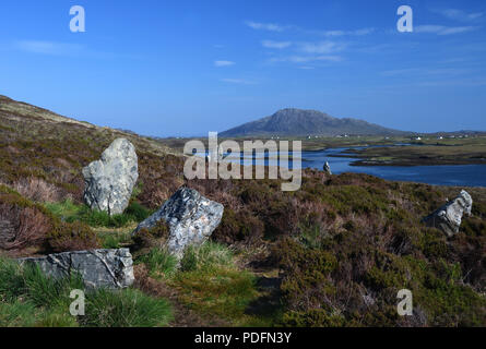 Pobull Finn, finn Menschen; Stein Kreis; Loch langass; North Uist, Schottland Stockfoto
