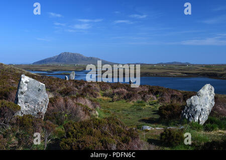 Pobull Finn, finn Menschen; Stein Kreis; Loch langass; North Uist, Schottland Stockfoto
