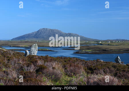 Pobull Finn, finn Menschen; Stein Kreis; Loch langass; North Uist, Schottland Stockfoto