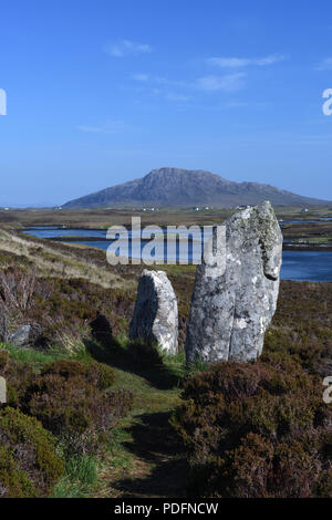 Pobull Finn, finn Menschen; Stein Kreis; Loch langass; North Uist, Schottland Stockfoto