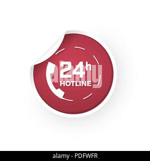 24 Stunden support Symbol Aufkleber Stock Vektor