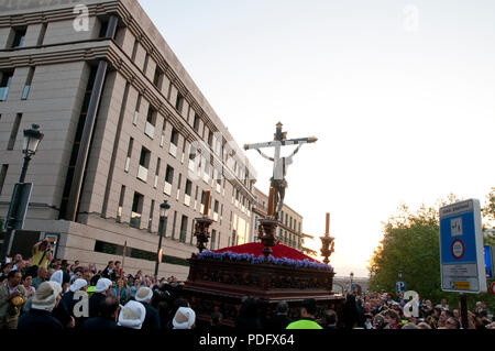 Heilige Woche Prozession. Plaza de Ramales, Madrid, Spanien. Stockfoto