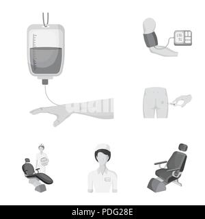 Medizin und Behandlung monochrome Icons im Set Sammlung für Design. Krankenhaus und Ausrüstung vektor Symbol lieferbar Abbildung. Stock Vektor