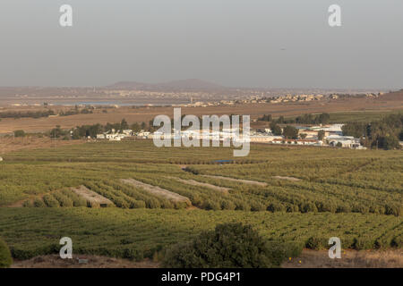 Blick auf die Golanhöhen Grenze Israels gegen Syrien. 2017 Stockfoto