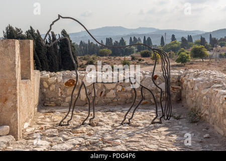 Pferd in Rekonstruierten südliche Ställe bei Tel Megiddo Nationalpark in Israel, Naher Osten 2017 Stockfoto