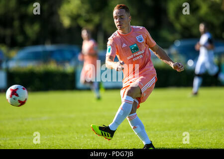 Horst, Niederlande - 29. Juni 2018: Spieler des RSC Anderlecht Adrien Trebel in Aktion beim Freundschaftsspiel RSC Anderlecht vs PAOK bei Sport park Sporti Stockfoto