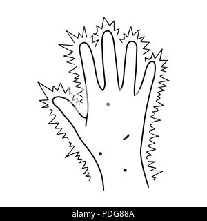 Symbol für Verbandszeug für Handverletzungen. Cartoon von Hand
