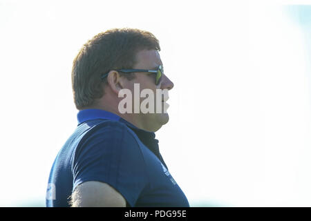 Horst, Niederlande - 29. Juni 2018: Der Trainer der RSC Anderlecht Hein Vanhaezebrouck in Aktion beim Freundschaftsspiel RSC Anderlecht vs PAOK bei Sport pa Stockfoto