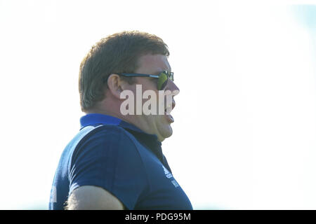 Horst, Niederlande - 29. Juni 2018: Der Trainer der RSC Anderlecht Hein Vanhaezebrouck in Aktion beim Freundschaftsspiel RSC Anderlecht vs PAOK bei Sport pa Stockfoto