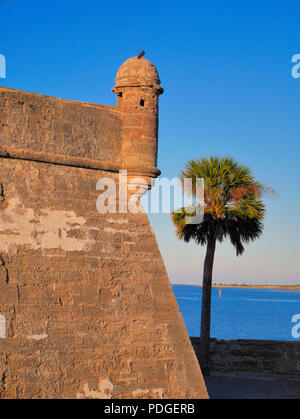 Castillo de San Marcos, St. Augustine, FL, die älteste gemauerte Festung in den USA. Erbaut von den Spaniern Anfang 1672. Stockfoto
