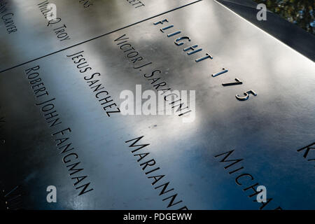 Reflexionen über ein Panel der Denkmal 9/11 4 Stockfoto