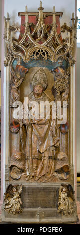 Der Würzburger Dom, Epitaph für Rudolf II. von Scheerenberg gestorben 1495 ausgeführt von Tilmann Riemenschneider. Stockfoto