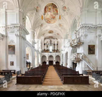 Ellwangen, Schönenbergkirche, Wallfahrtskirche "Zu unserer Lieben Frau" von 1729. Blick zur Orgel Stockfoto