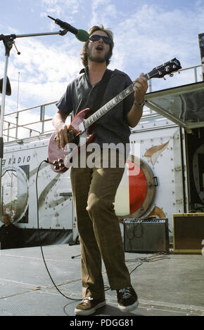 Supergrass Gaz Coombes BBC Radio One 1 Roadshow Headland Hotel Newquay Cornwall 20. August 1996 Stockfoto