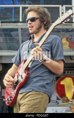 Supergrass Gaz Coombes BBC Radio One 1 Roadshow Headland Hotel Newquay Cornwall 20. August 1996 Stockfoto