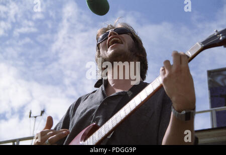 Supergrass Gaz Coombes BBC Radio One 1 Roadshow Headland Hotel Newquay Cornwall 20. August 1996 Stockfoto