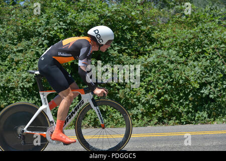 ChronoKristin, Zeitfahren, Silber Pro Cycling, Adam Roberge, Radrennen, Boise, Idaho, USA Stockfoto