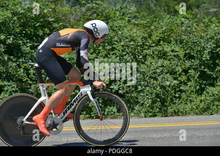 ChronoKristin, Zeitfahren, Silber Pro Cycling, Adam Roberge, Radrennen, Boise, Idaho, USA Stockfoto