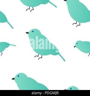 Vector Illustration. Nahtlose Muster. Emerald Sparrow weißer Hintergrund Stock Vektor