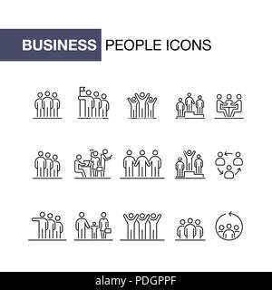 Geschäftsleute Icons Set einfache Linie flache Abbildung. Stock Vektor