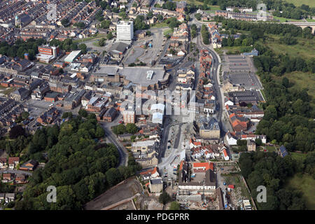 Luftaufnahme von Bishop Auckland Stadtzentrum, County Durham Stockfoto