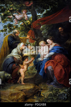 ILDEFONSO - Altar: DIE HEILIGE FAMILIE UNTER DEM APFELBAUM (AUSSERHALB DER FLÜGEL) um 1630/1632 Peter Paul Rubens (1577 - 1640) Belgien Flandern Belgien Stockfoto