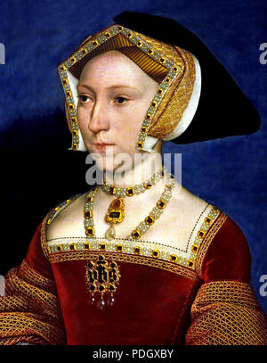 Jane Seymour (um 1509-1537 von Hans Holbein (der Jüngere) Deutscher Deutschland Jane Seymour mit dem Englischen König Henry VIII (1491 - 1547) als Herrscher verheiratet. Zwischen der Ehe des Paares am Ende Mai 1536, die von Jane's Proklamation an die Königin ein paar Tage später folgte und der frühe Tod des noch nicht dreissig Jahre alt, im Oktober 1537. Stockfoto