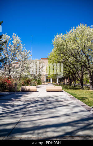 Die ausserhalb von Park und Garten des großen Siegels Staat New Mexico Santa Fe Stockfoto