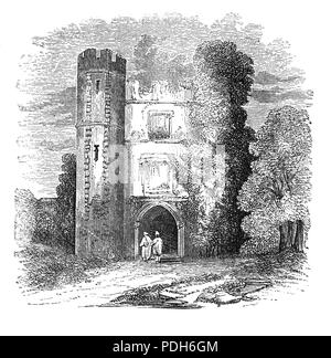 Ruiniert Cowdray Haus war eine der großen Tudor England's Häuser. Die befestigte Manor House wurde zwischen 1273 und 1284 von Sir John bohun über den Fluss gebaut von der Stadt Midhurst, West Sussex stehen auf dem nördlichen Ufer des Flusses Rother. 1592 Die erste Viscount Enkel Anthony-Maria Browne geerbt Cowdray während dieser Zeit Guy Fawkes kurz wurde als Infanteristen und 2 Viscount war kurz für die Komplizenschaft bei der gunpowder Plot inhaftiert, nachdem wir vom Parlament am 5. November 1605 nach einer Warnung beschäftigt. Das Haus wurde weitgehend durch Feuer am 24. September 1793 zerstört. Stockfoto