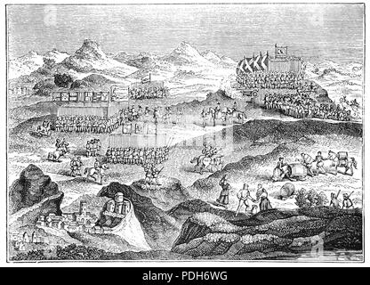 Die Schlacht von carberry Hill fand am 15. Juni 1567, in der Nähe von Musselburgh, East Lothian, wenige Kilometer östlich von Edinburgh, Schottland. Eine Reihe von schottischen Lords erhoben Einwände gegen die Herrschaft von Maria, Königin von Schottland (1542-1587), nachdem Sie den Earl of Bothwell, der weithin geglaubt wurde, ihrem früheren Ehemann Lord Darnley ermordet zu haben geheiratet hatte. Jedoch Bothwell Entkommen aus der Stand-off bei Carberry während Queen Mary verzichtet auf der Flucht vor den Schutz der Königin Elisabeth I. von England zu suchen. Stockfoto