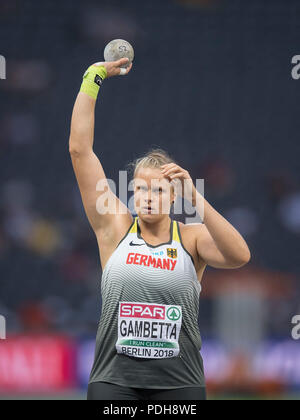 Berlin, Deutschland. 08 Aug, 2018. Sara GAMBETTA, Deutschland, Aktion. Abschließenden Kugelstoßen Frauen, 08.08.2018 Europäische Leichtathletik WM in Berlin 2018/Deutschland vom 06.08. - 12.08.2018. | Verwendung der weltweiten Kredit: dpa/Alamy leben Nachrichten Stockfoto