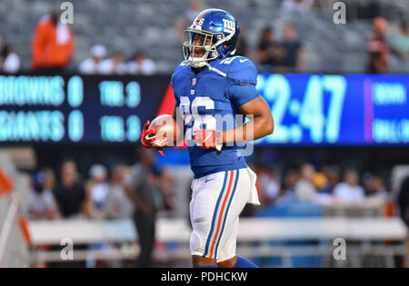 East Rutherford, USA. August 9, 2018: Saquon Barkley (26) der New York Giants erwärmt sich vor Beginn der Saison Spiel gegen die Cleveland Browns an MetLife Stadium in East Rutherford, New Jersey. Gregory Vasil/Cal Sport Media Stockfoto