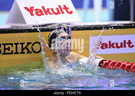 Tokio, Japan. 9 Aug, 2018. Rikako Ikee (JPN) Schwimmen: 2018 Pan Pacific Swimming der Meisterschaften Frauen 200m Freistil Finale bei den Tatsumi International Swimming Center in Tokio, Japan. Quelle: LBA/Alamy leben Nachrichten Stockfoto