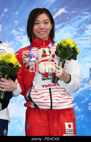 Tokio, Japan. 9 Aug, 2018. Reona Aoki (JPN) Schwimmen: 2018 Pan Pacific Swimming der Meisterschaften Frauen 100 m Brust Finale bei den Tatsumi International Swimming Center in Tokio, Japan. Quelle: LBA/Alamy leben Nachrichten Stockfoto